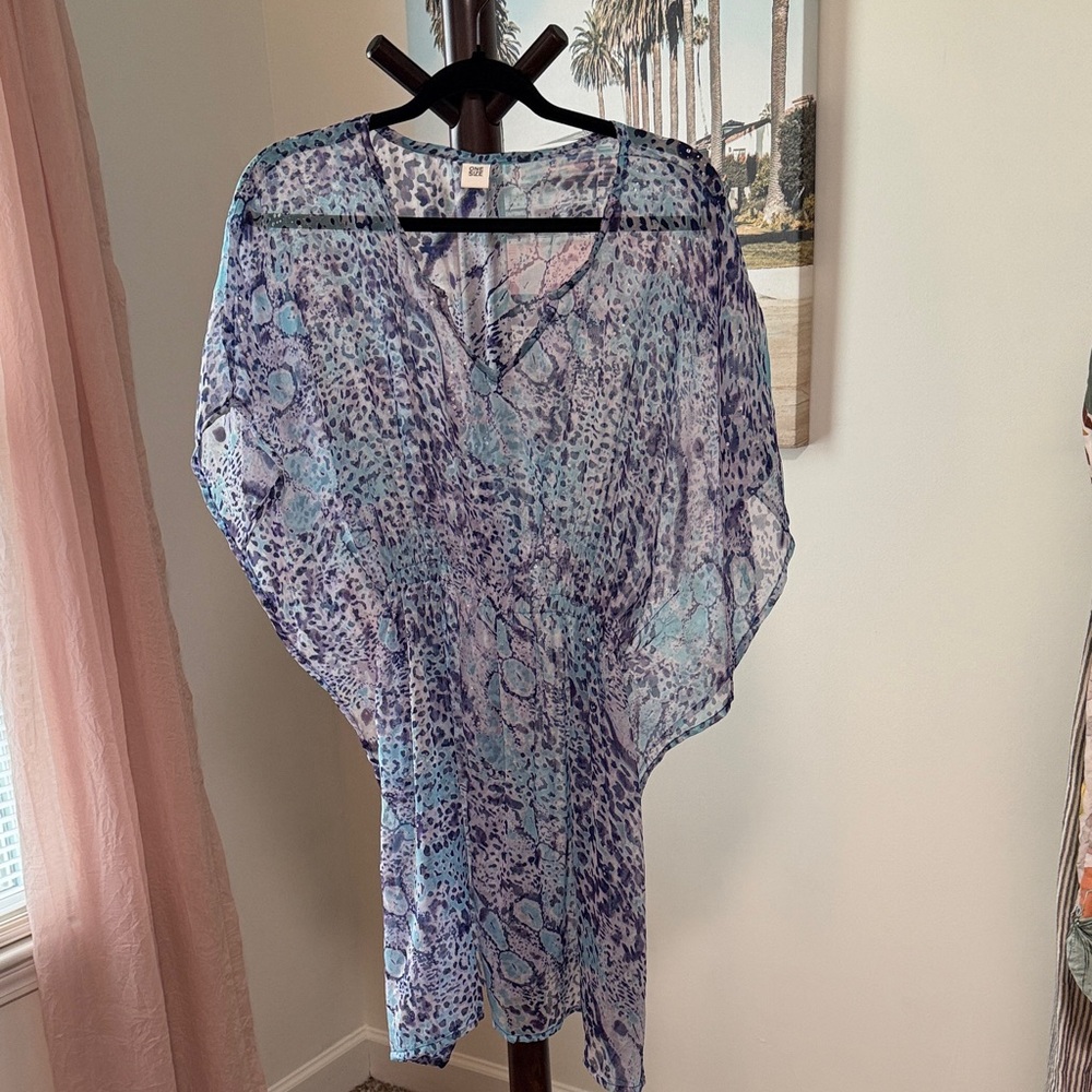 Lightweight Blue-Lavender Animal Print Swim Cover-Up